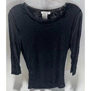 ADORE Junior's Size L Black Sheer 3/4 Sleeve Blouse Top